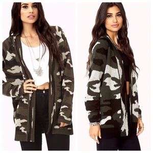 Forever 21 Camo Open Oversized Cardigan